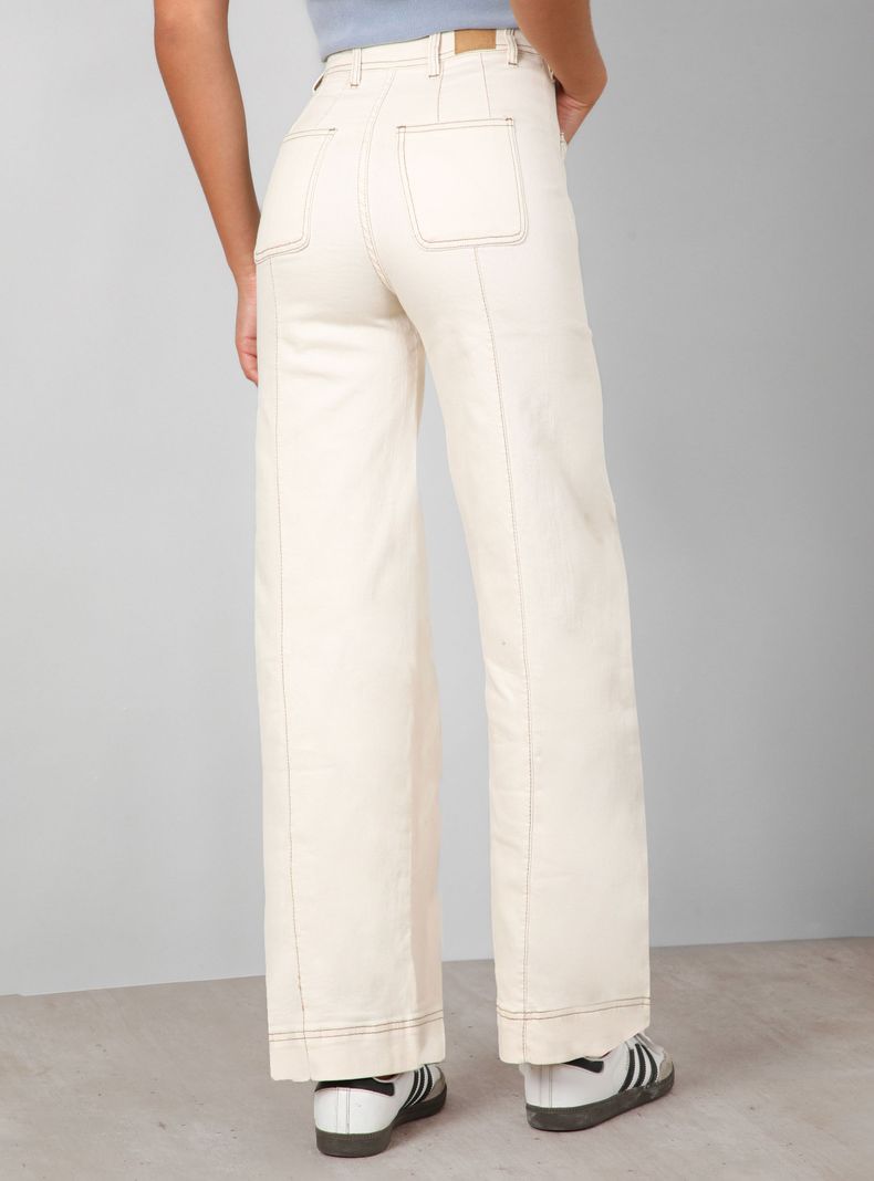 Jeans Pants Wide Leg Ecru-1