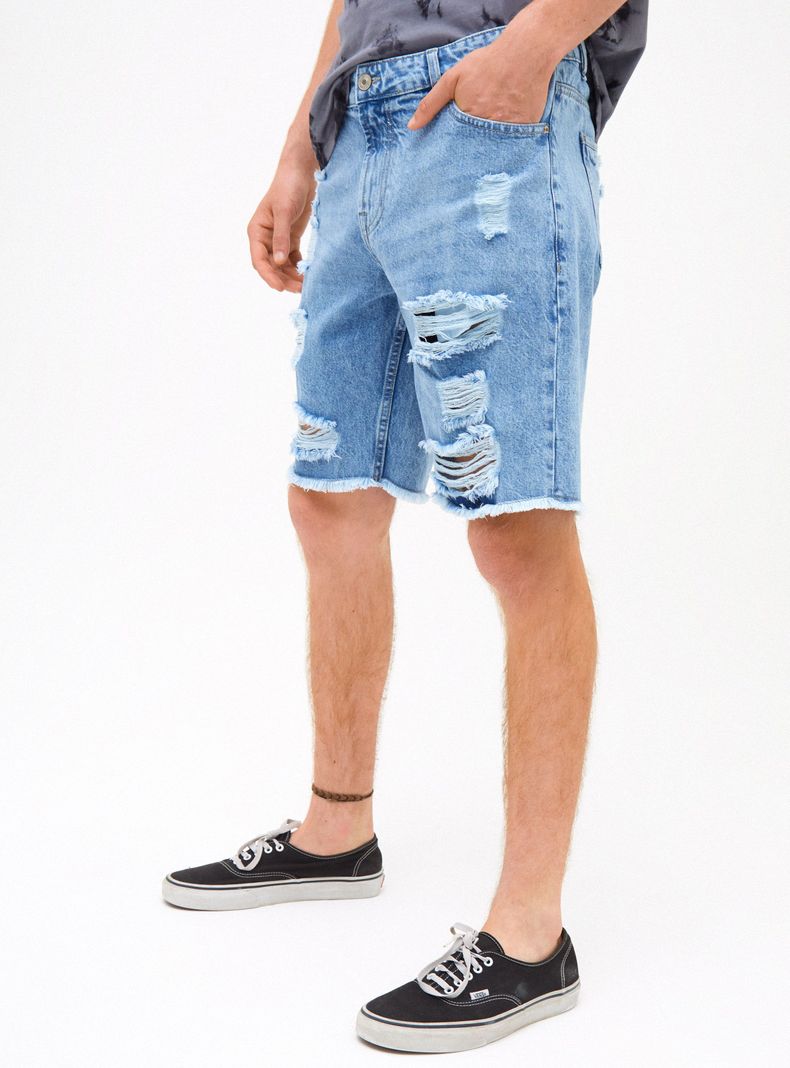 Bermuda Full Roturas Denim Cropped-0