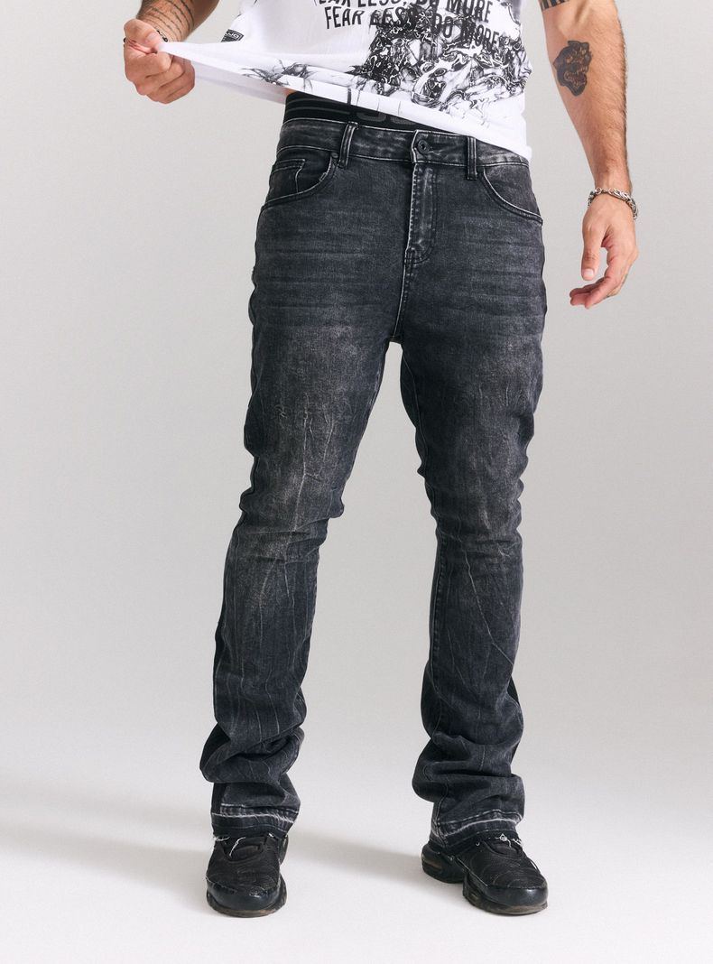 Jeans Gravillado Basta Descosida Basta Flare Skinny Flare-0