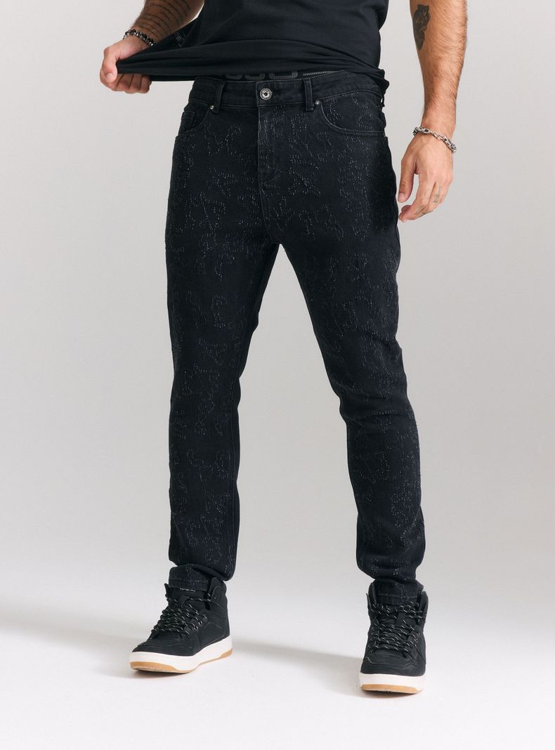 Jeans Full Roturas Piquetes Tapered Fit-0