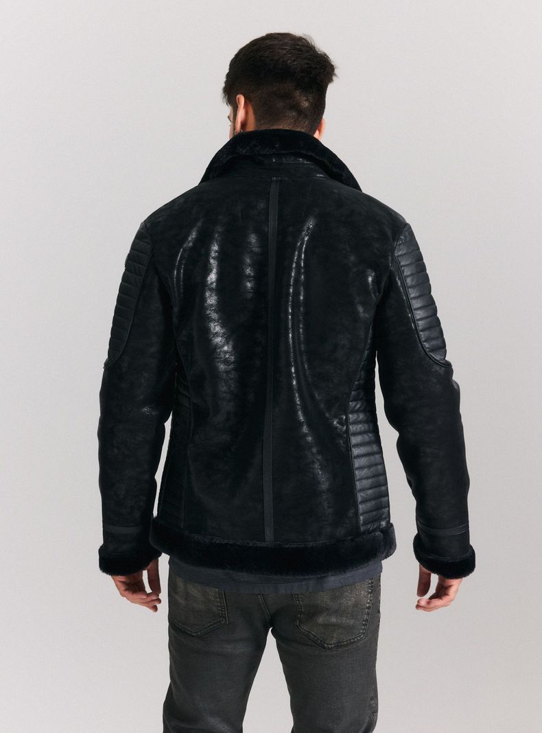 Chaqueta Aviadora Biker Ecocuero Texturado-1