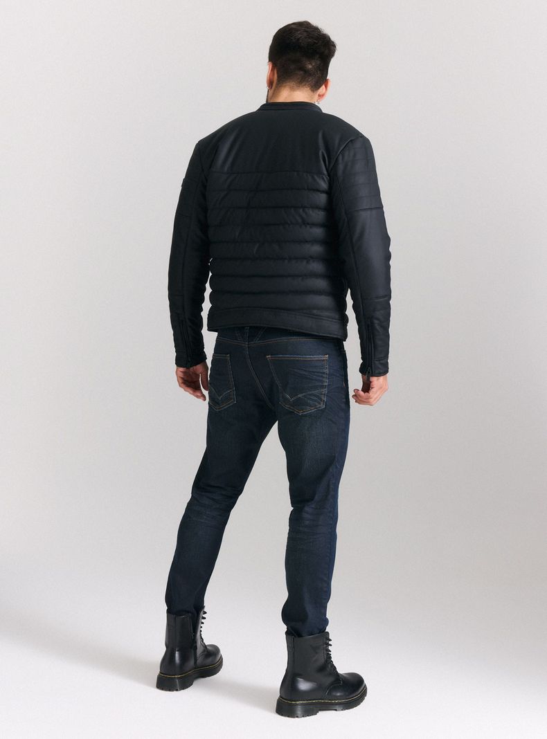Chaqueta Acolchada Cuero Ecológico Engomado-5