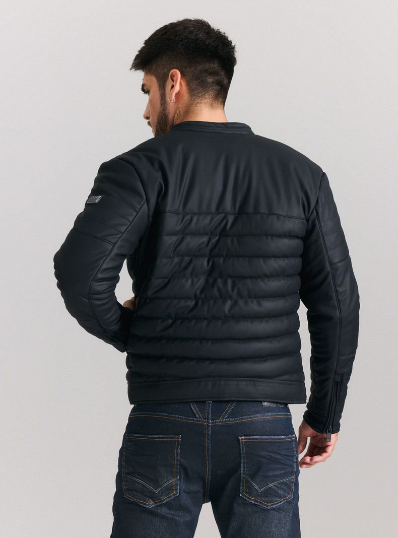 Chaqueta Acolchada Cuero Ecológico Engomado-1