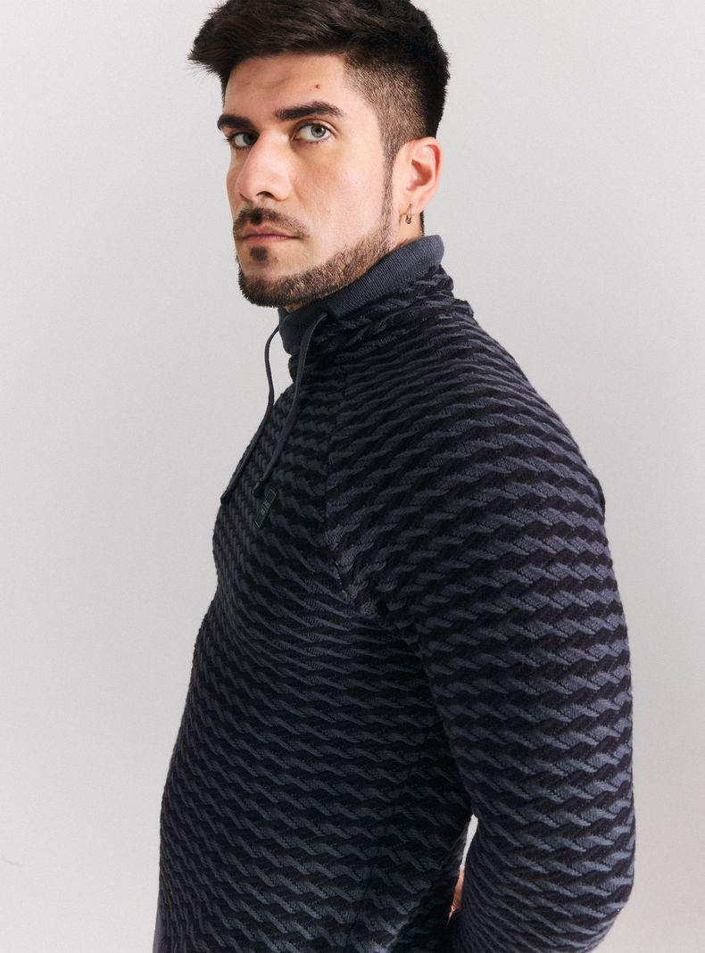 Sweater Cuello Alto Cruzado Punto Bicolor-3