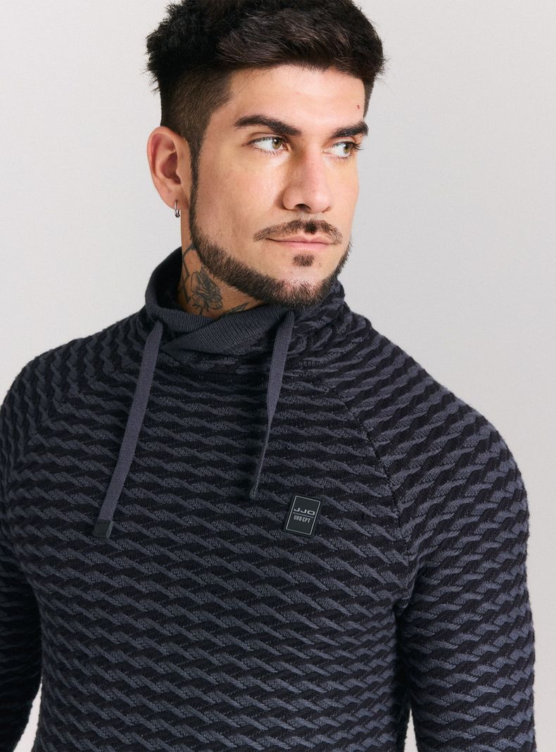 Sweater Cuello Alto Cruzado Punto Bicolor-2