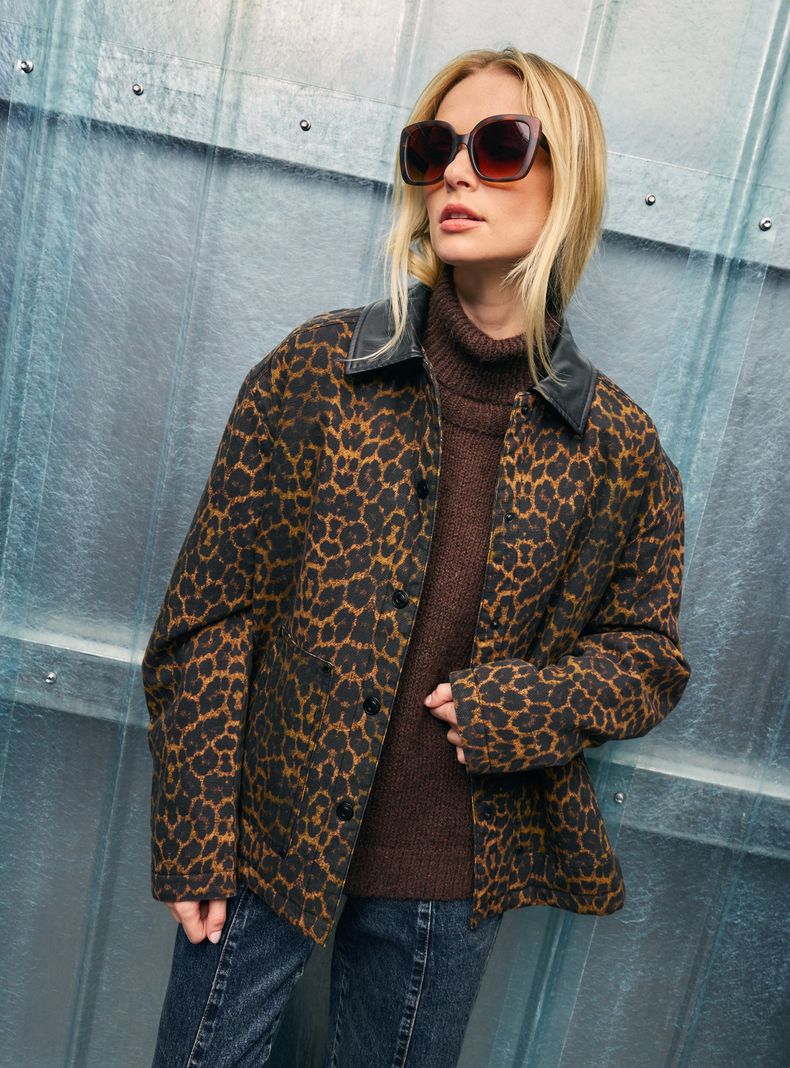 Chaqueta Animal Print con Solapa-0