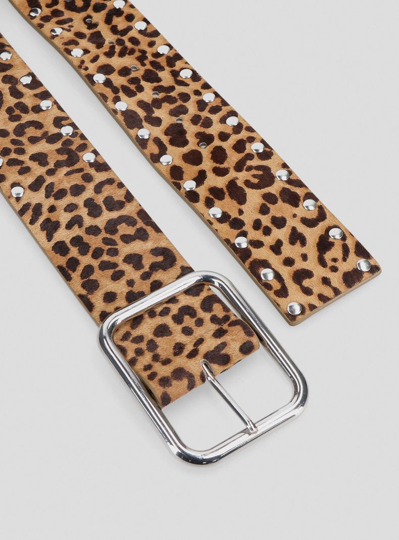 Cinturón Animal Print Tachas Cuero-2