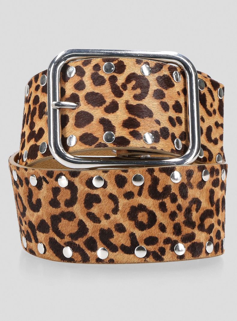 Cinturón Animal Print Tachas Cuero-0