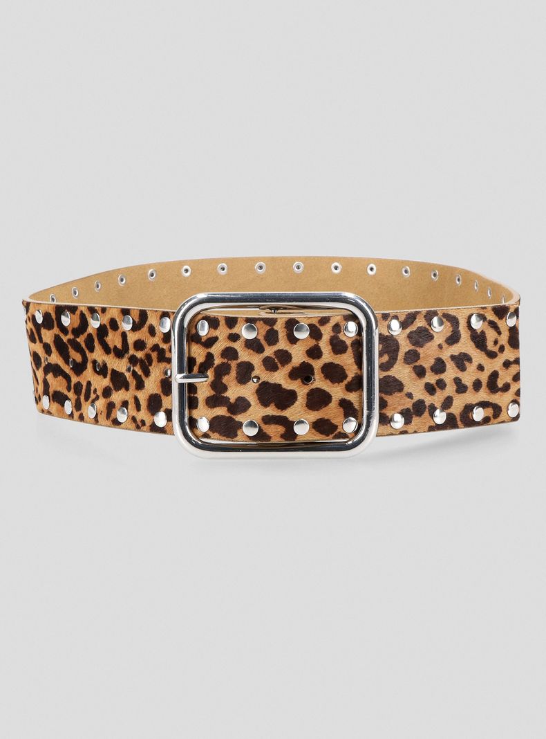 Cinturón Animal Print Tachas Cuero-1