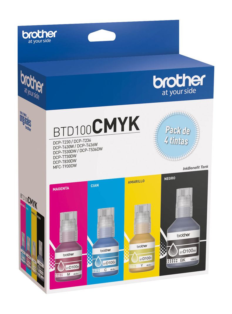 Pack 4 Botellas de Tinta BTD100CMYK-2