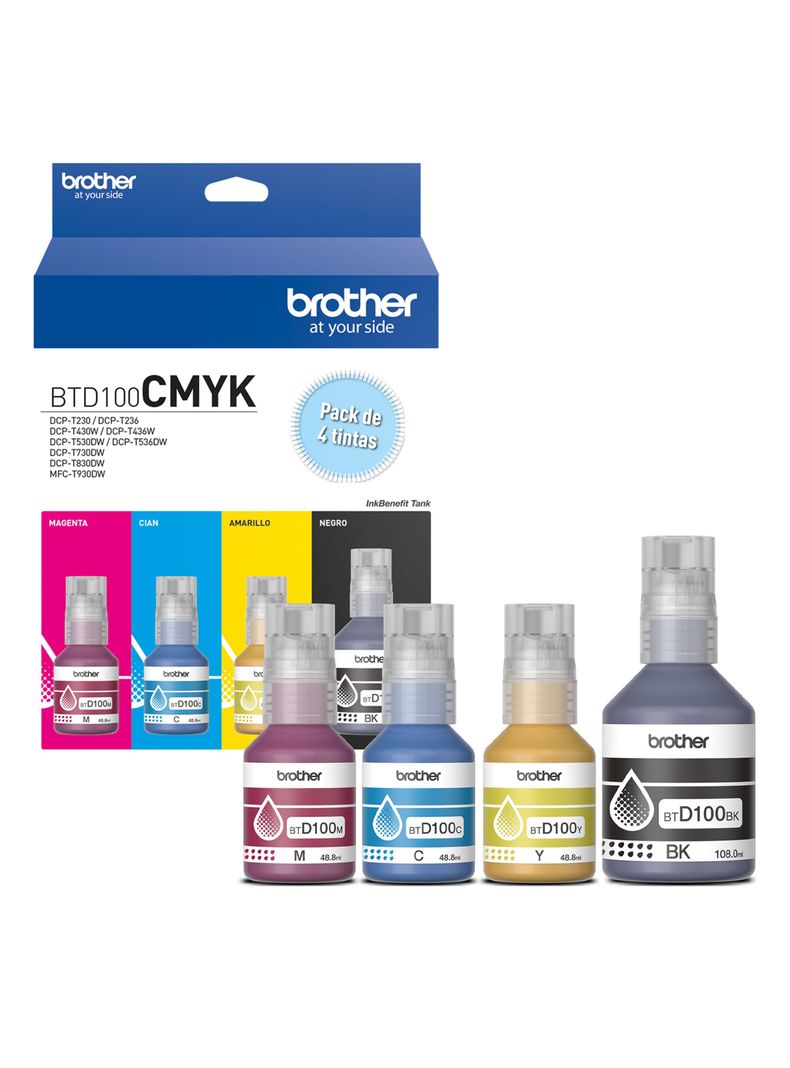 Pack 4 Botellas de Tinta BTD100CMYK-0