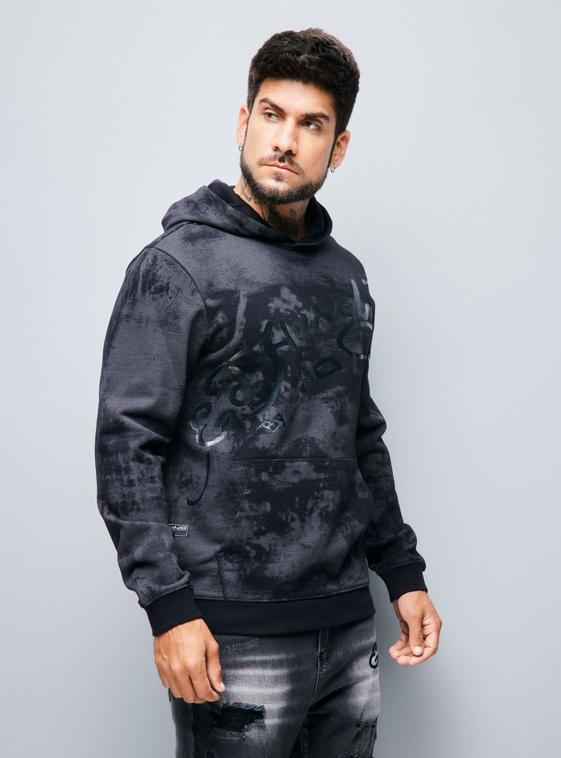 Polerón Ed Hardy con Capucha Estampado Manchado-0
