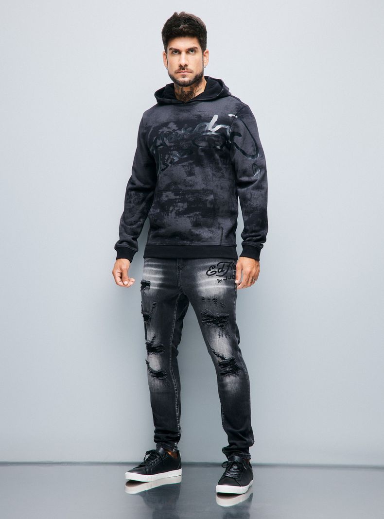 Polerón Ed Hardy con Capucha Estampado Manchado-4