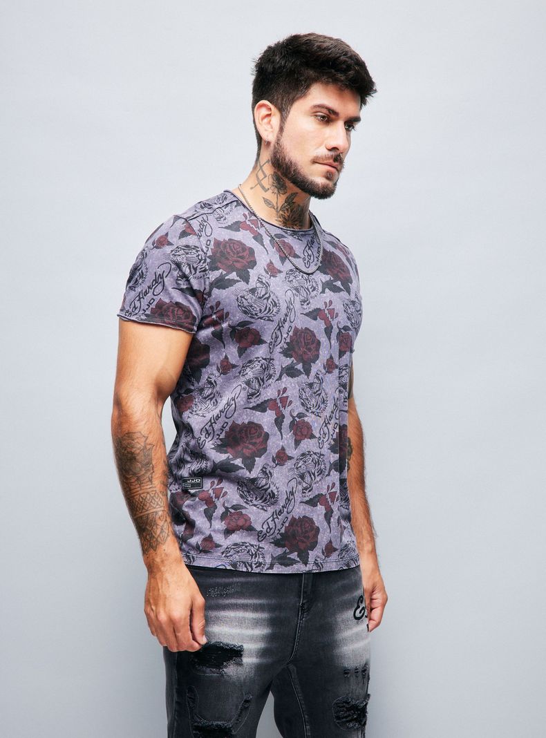 Polera Ed Hardy Full Estampado Lavado Ácido-0