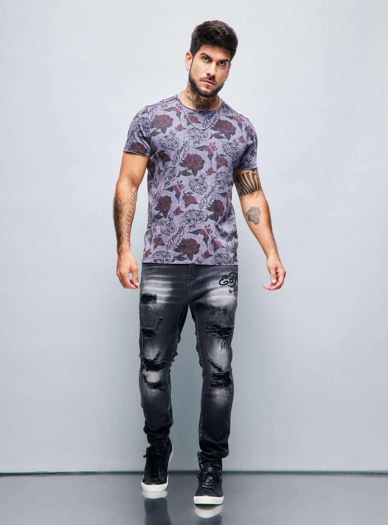 Polera Ed Hardy Full Estampado Lavado Ácido-4