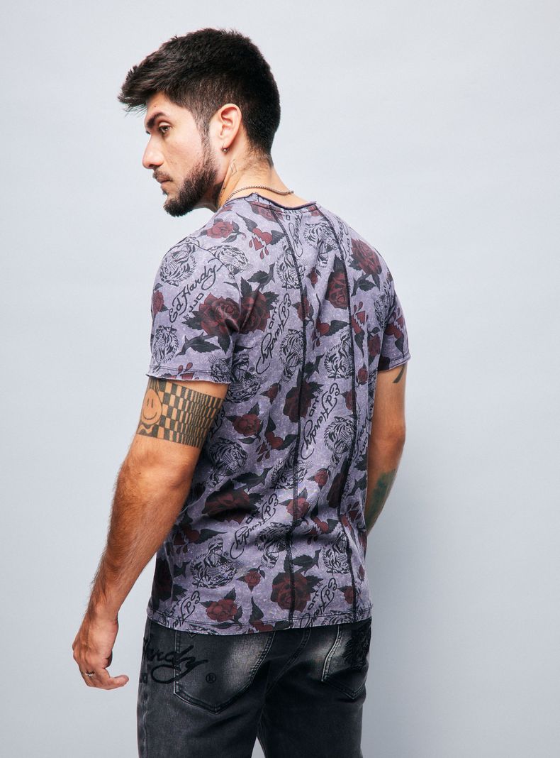 Polera Ed Hardy Full Estampado Lavado Ácido-1