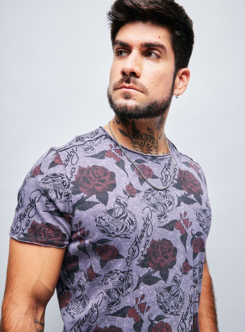 Polera Ed Hardy Full Estampado Lavado Ácido-2