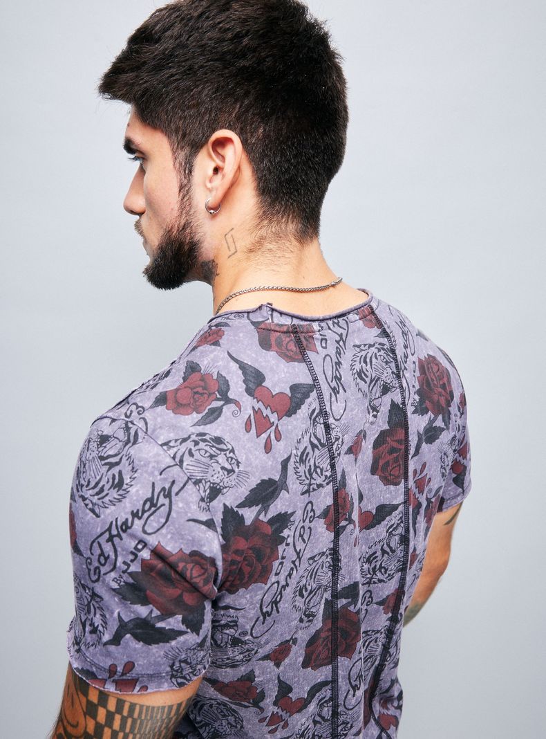 Polera Ed Hardy Full Estampado Lavado Ácido-3