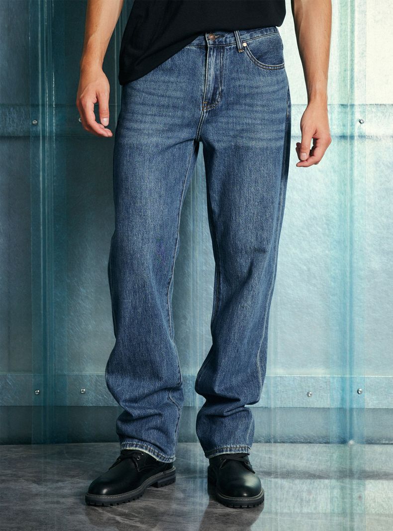 Jeans Recto Medio Lavado-0