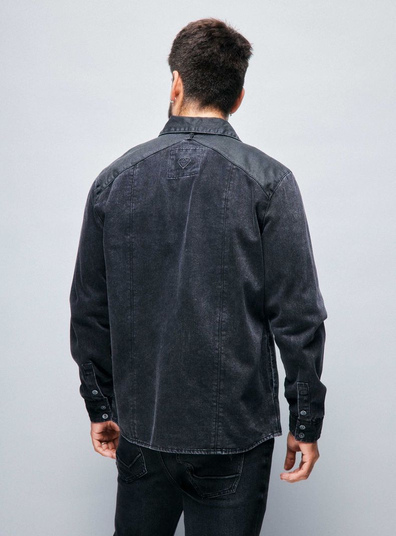 Camisa Sobrecamisa Jeans con Bolsillos Engomados-1