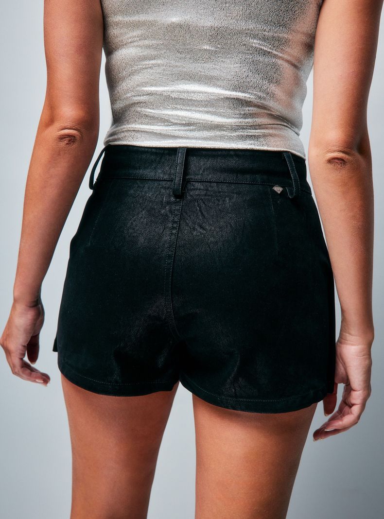 Falda Skort Símil Cuero con 2 Hebillas-3
