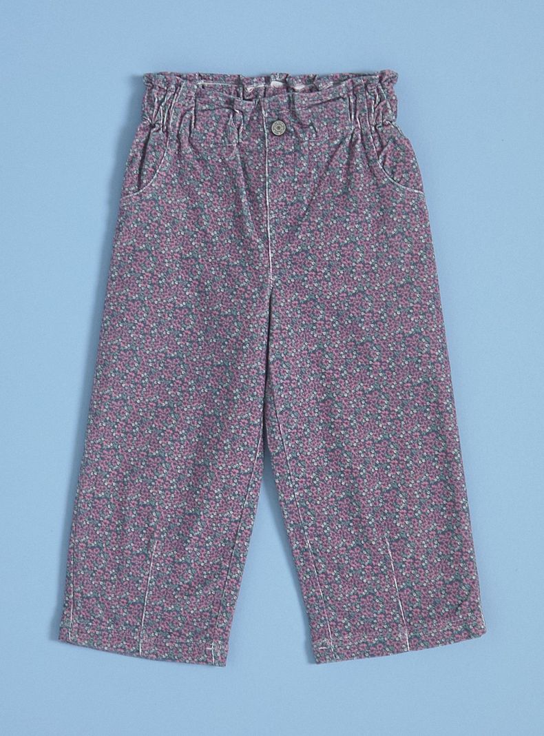 Pantalón Cotelé Estampado Flores-0