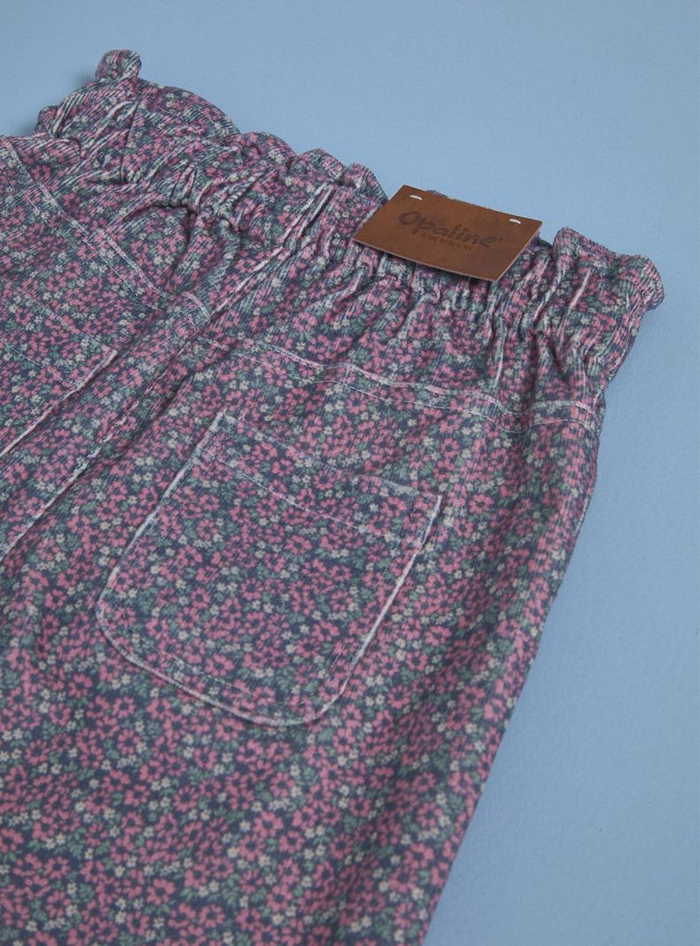 Pantalón Cotelé Estampado Flores-1