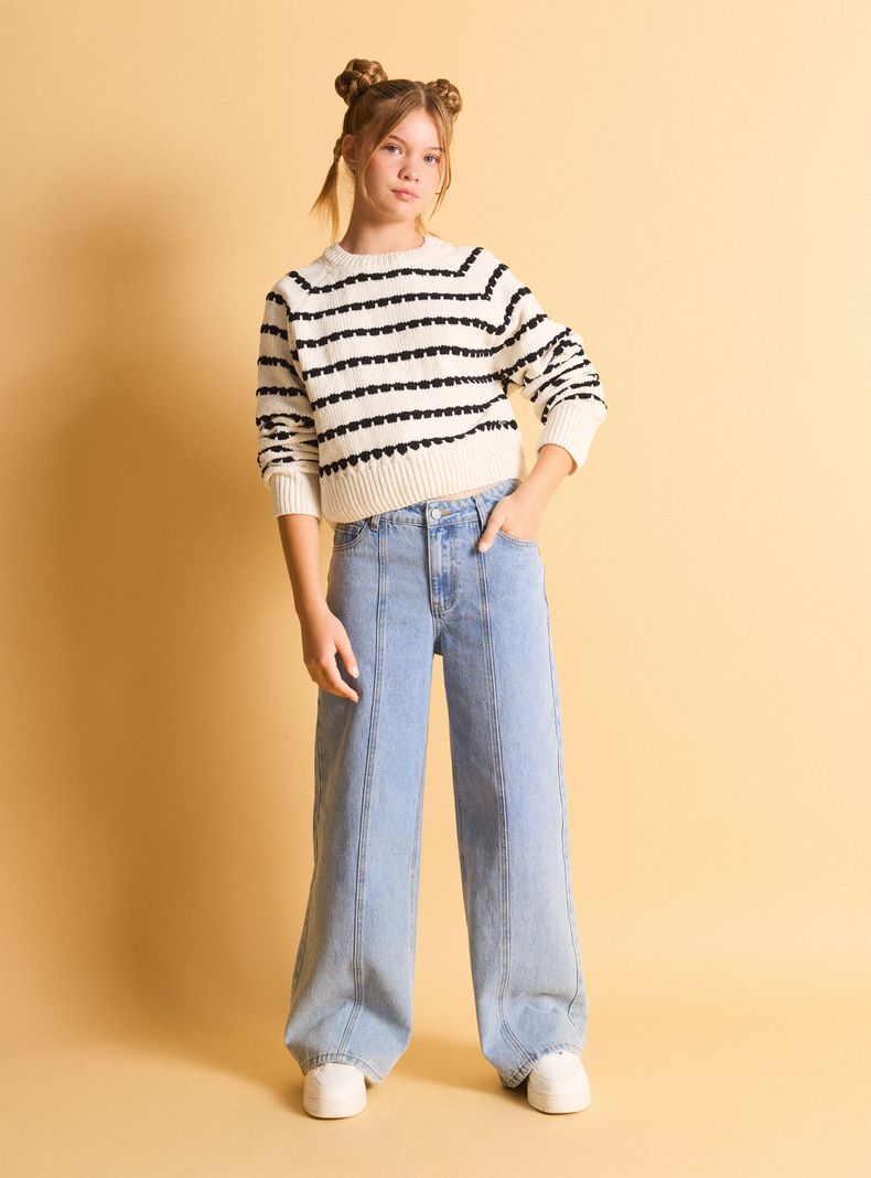 Jeans Wide Leg con Estrellas Atrás-0