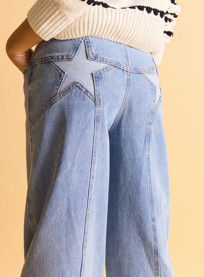 Jeans Wide Leg con Estrellas Atrás-1
