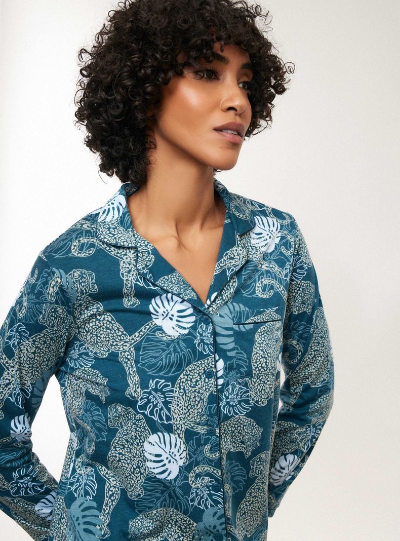 Pijama Camisero Full Print Tacto Peach-2
