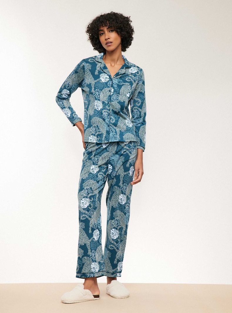 Pijama Camisero Full Print Tacto Peach-4