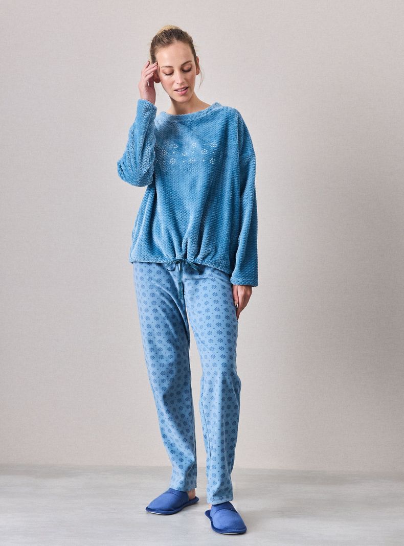 Pijama Coral con Strass Pantalón Full Print-4