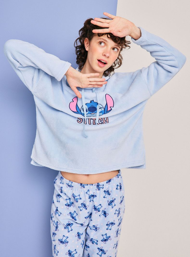 Pijama Cuello Alto Polar Bordado Disney Stitch-0
