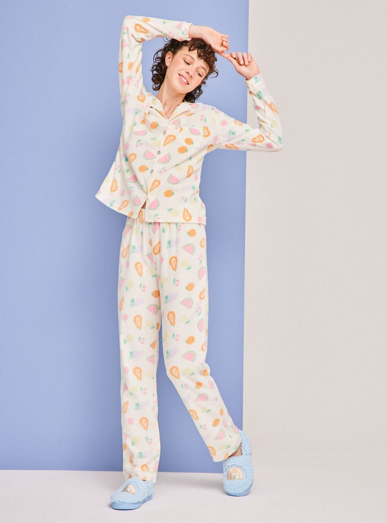 Pijama Camisero Full Print Polar-4