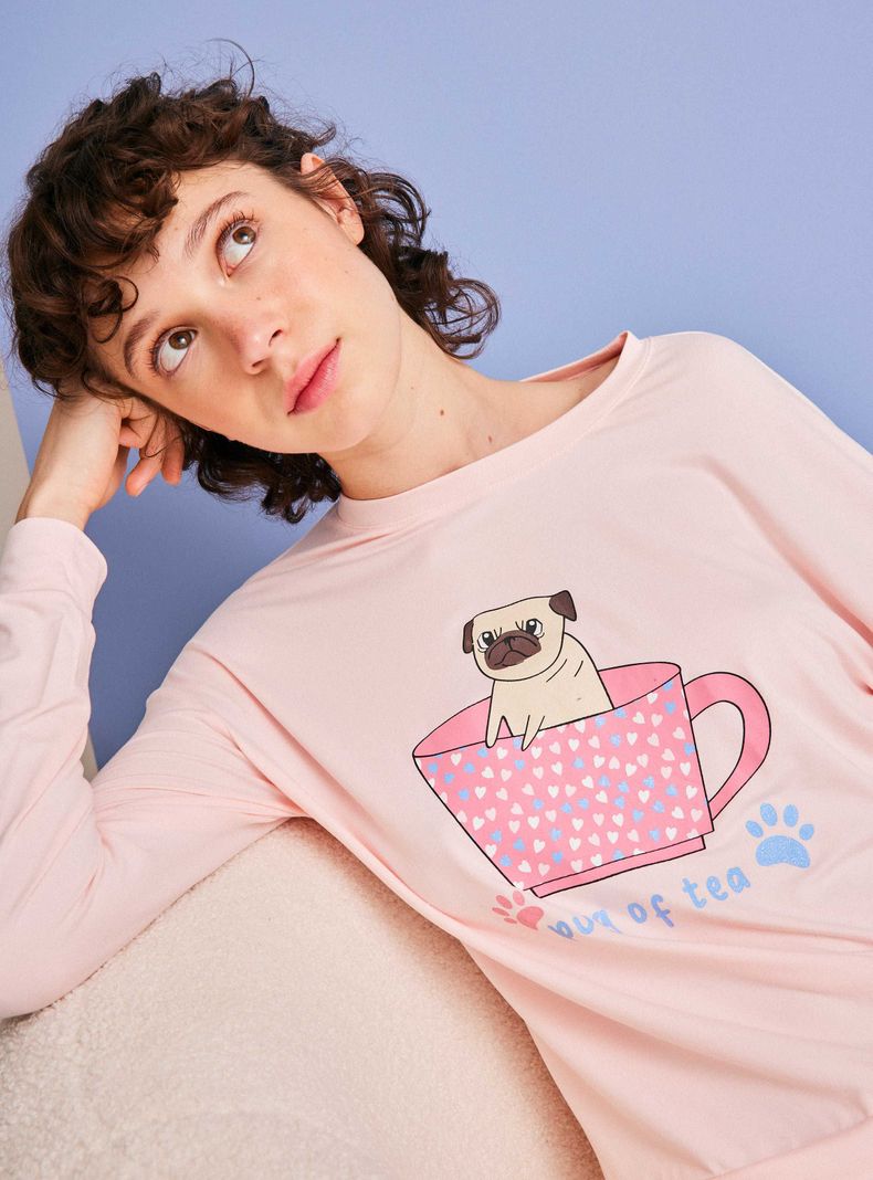 Polera Pijama Manga Larga Print Central Ármalo-2