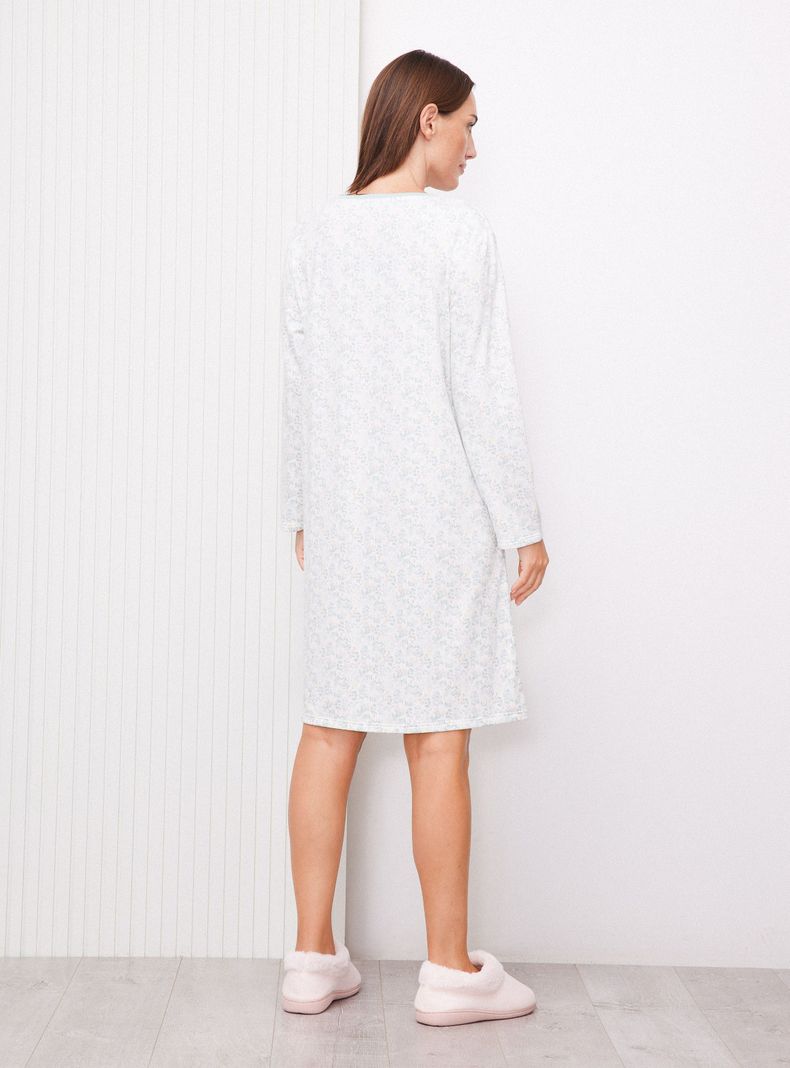 Camisa de Dormir Cuello Redondo Full Print Tacto Peach-5