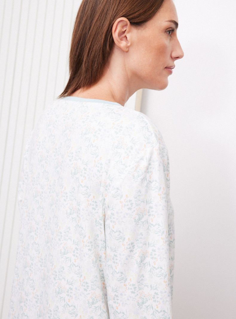 Camisa de Dormir Cuello Redondo Full Print Tacto Peach-3