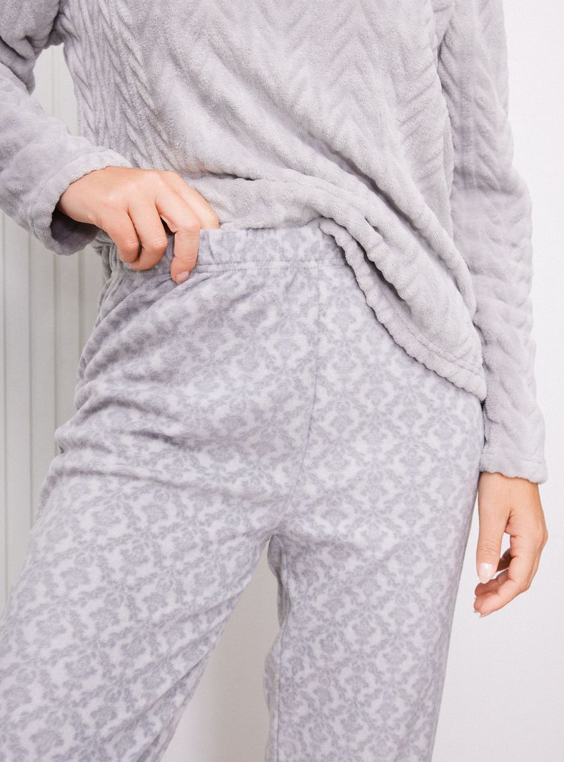 Pijama Polar Textura Pantalón Full Print-3