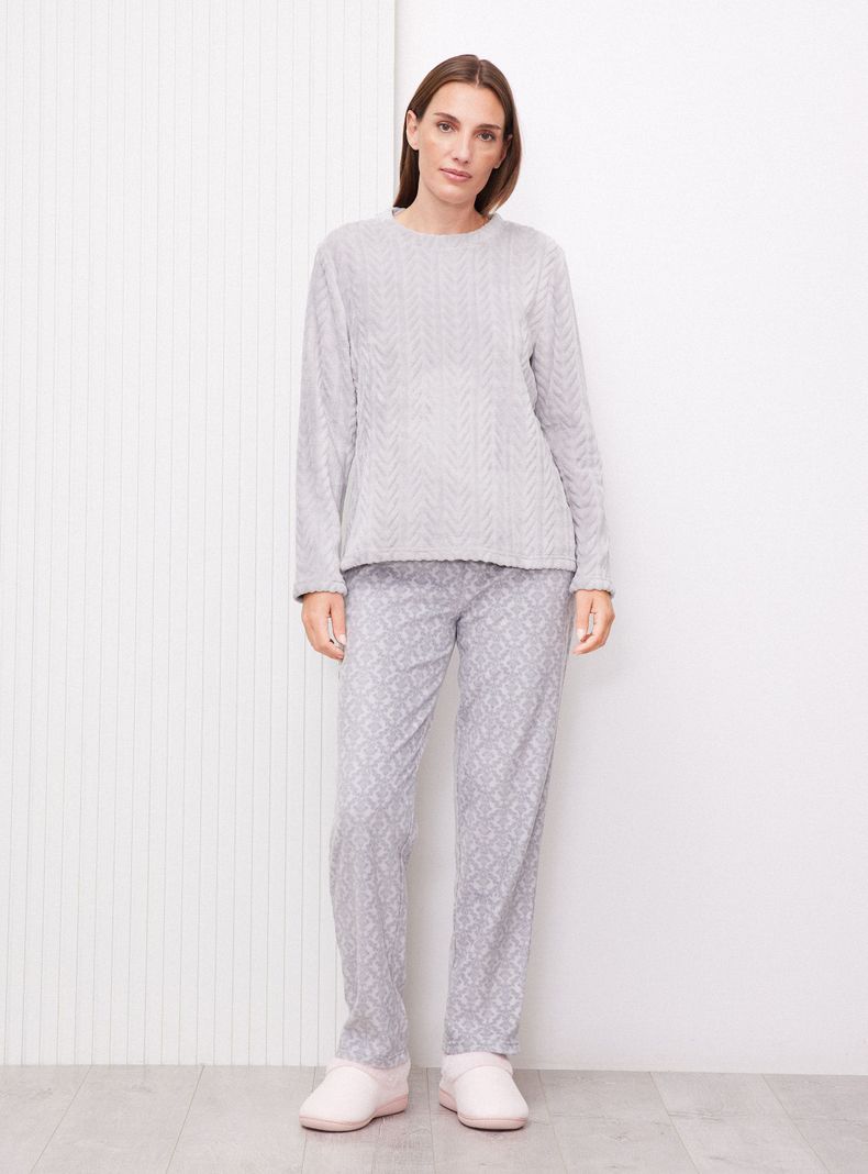 Pijama Polar Textura Pantalón Full Print-4
