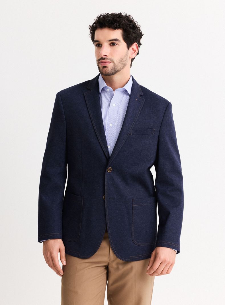 Vestón Recto Slim Fit Tipo Mezclilla-0