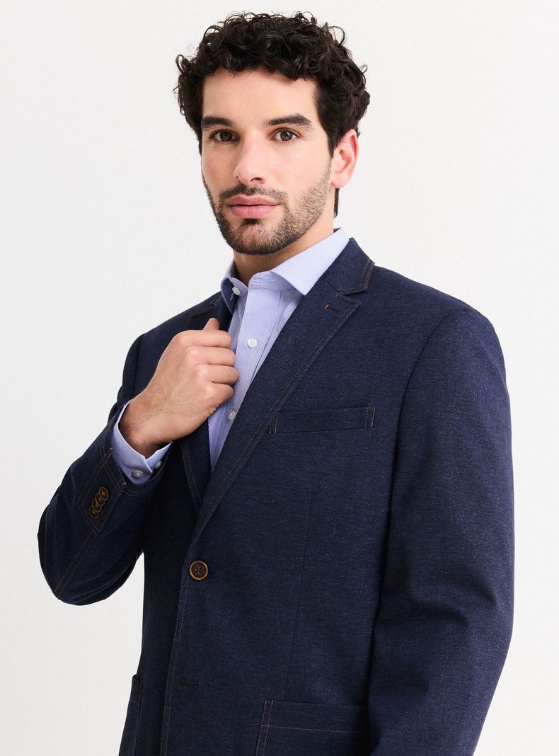 Vestón Recto Slim Fit Tipo Mezclilla-2