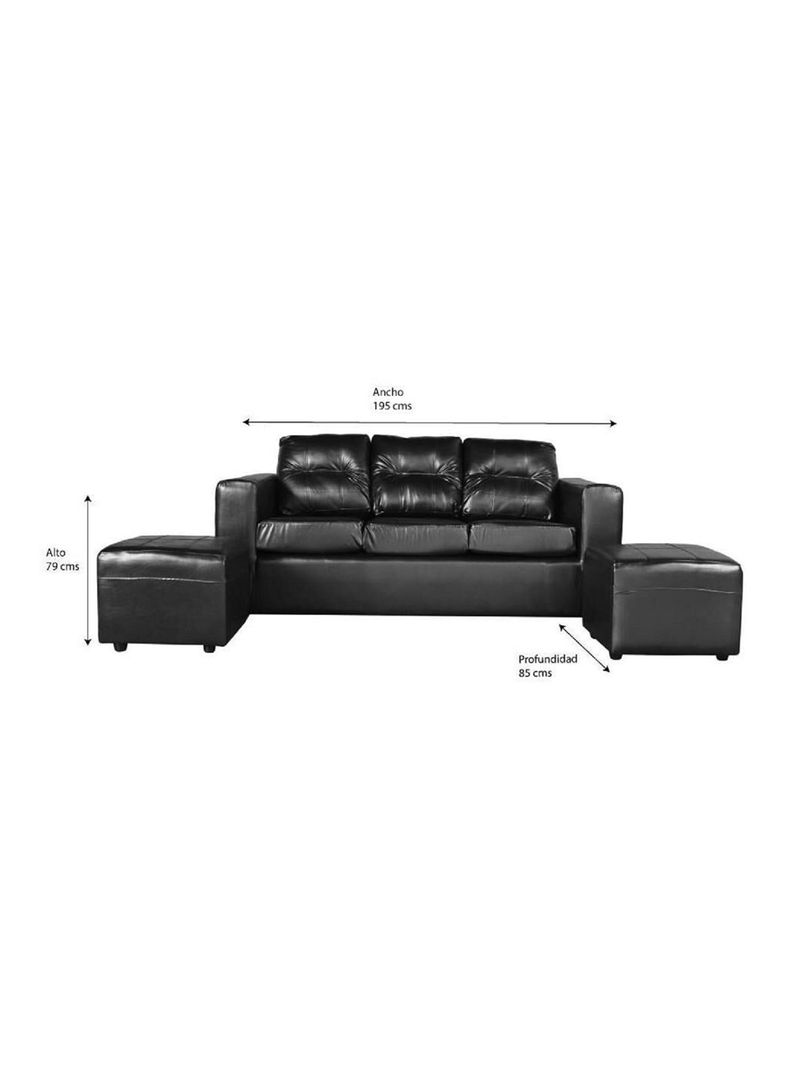 Sofá Nize 3 Cuerpos Pu + 2 Poufs-1