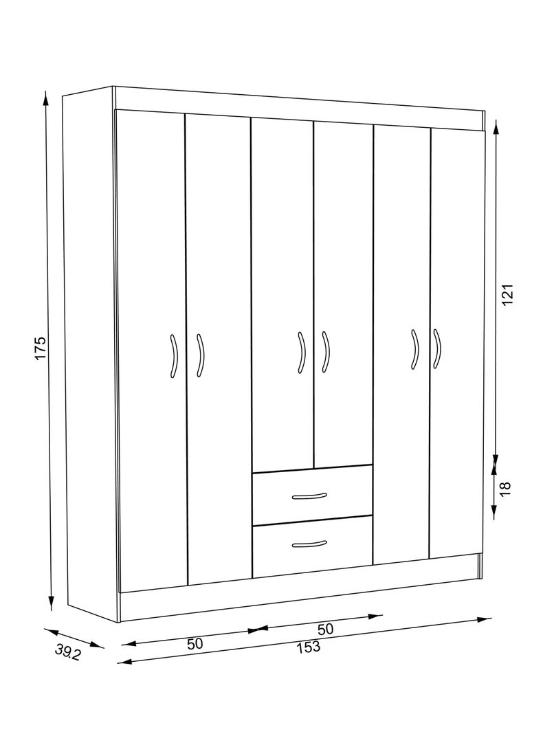 Clóset 6 Puertas 2 Cajones Blanco-1