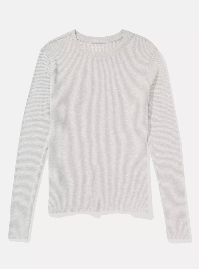 Polera Ae Manga Larga de Felpa con Cuello Redondo-2