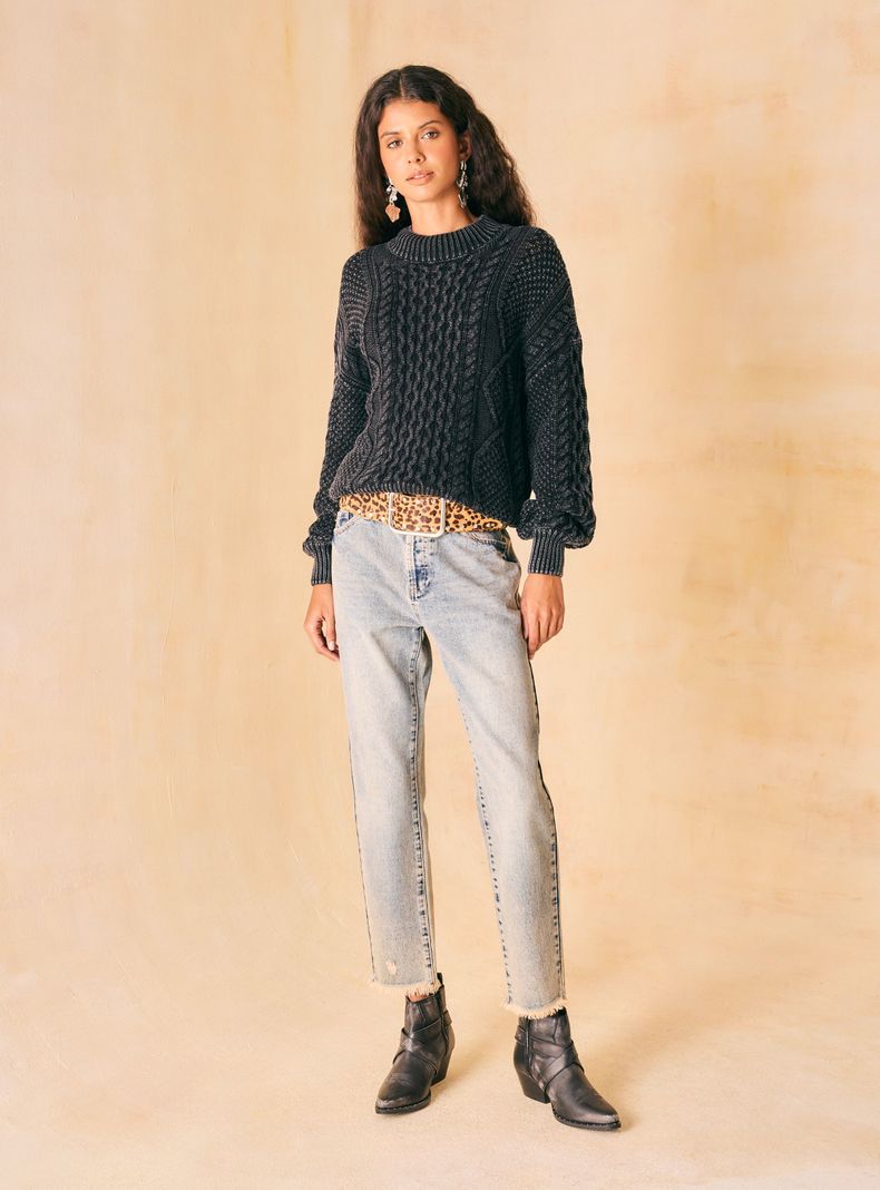 Sweater Trenzado en Delantero Teñido en Prenda-4