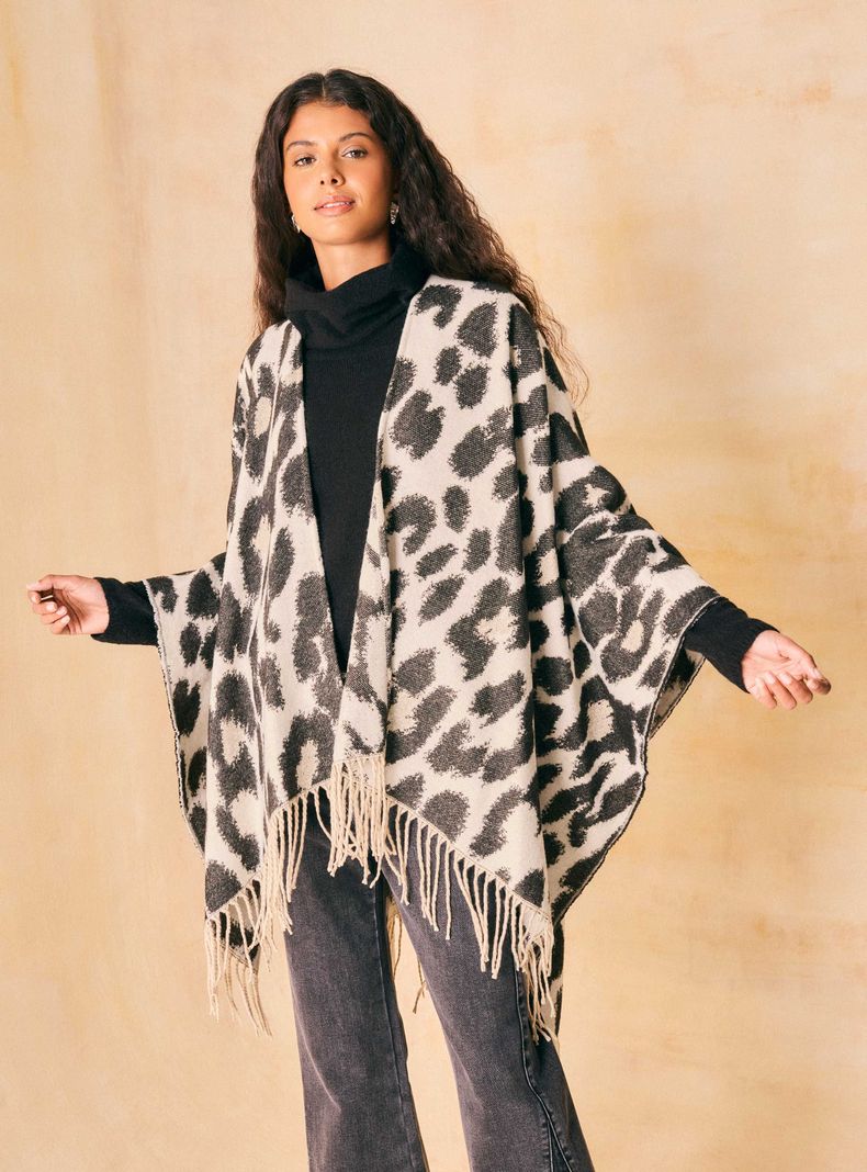 Chal Ruana Flecos Animal Print-0