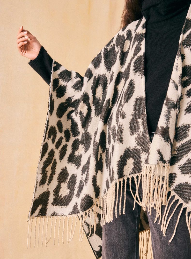 Chal Ruana Flecos Animal Print-1