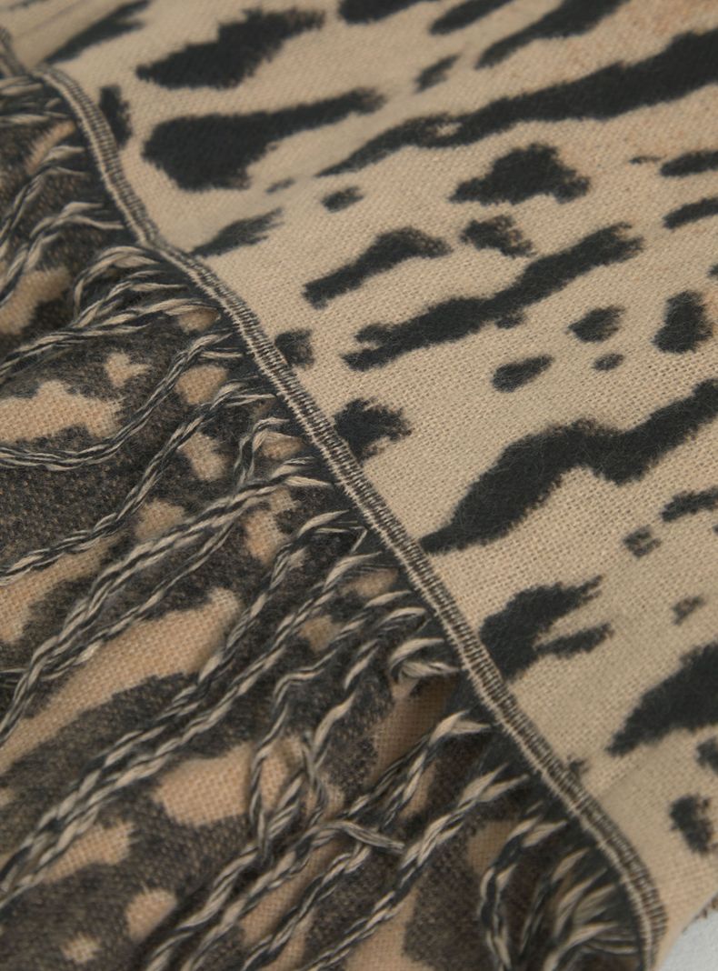 Chal Ruana Animal Print con Flecos-3