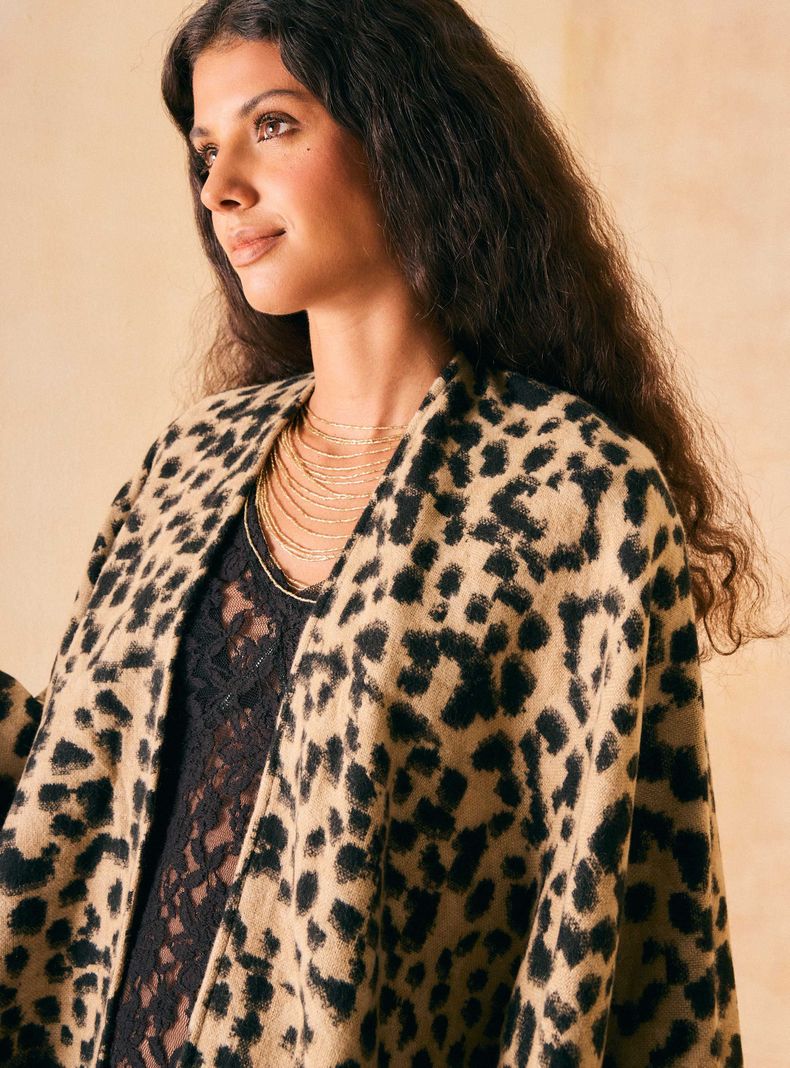Chal Ruana Animal Print con Flecos-1