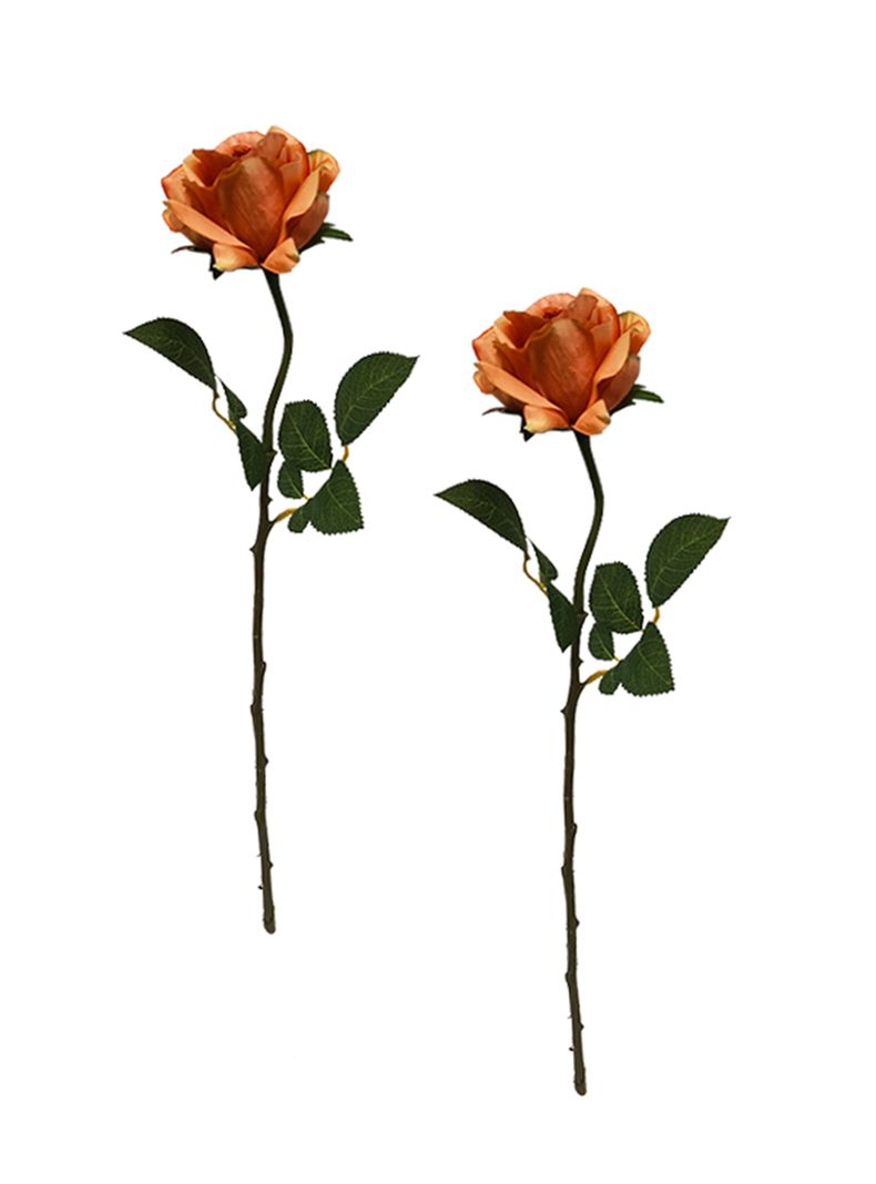 Flor Artesanal Rosa Naranja 2 Piezas-0